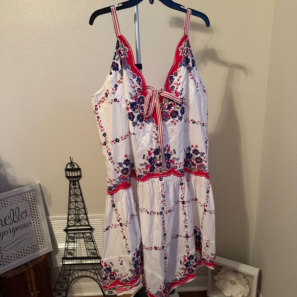 NWT Anthropologie Celandine Plunge-Neck Drop-Waist Cotton Midi Dress Sz XL - Picture 4 of 12